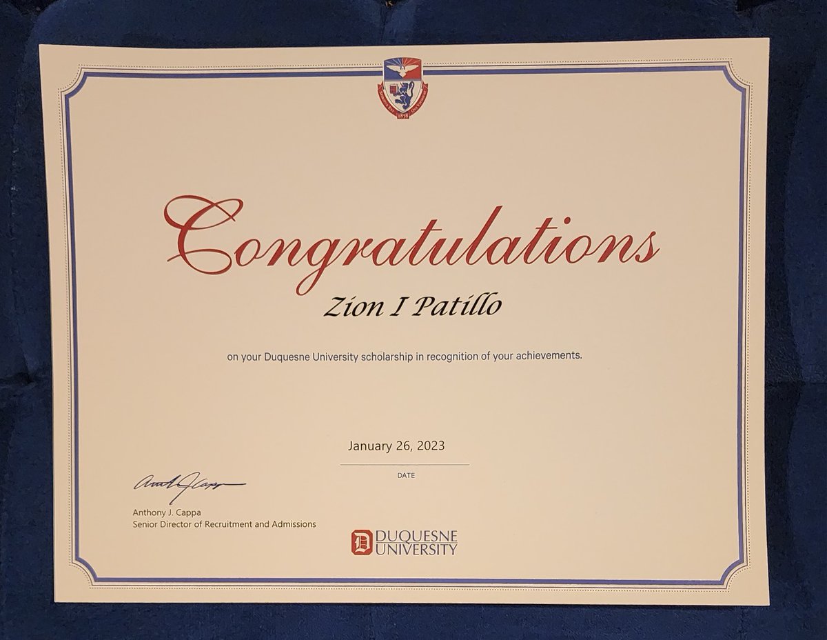 All Praises goes to my Lord and Savior Jesus Christ for granting me a Scholarship from Duquesne University. Much Love and Thanks to my Parents also to my first Coach, Robert Edwards III. Many thanks to my beloved Principal, Mrs. Kindra Smith.
> Mount Zion #52