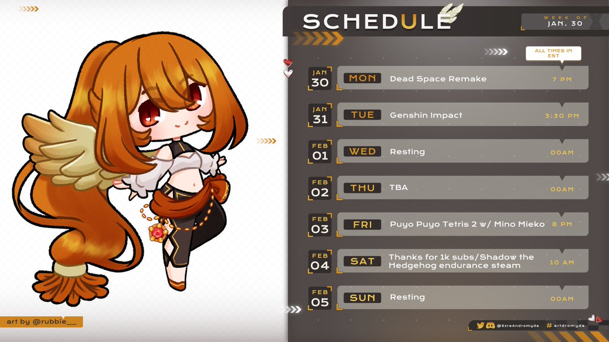 EzraAndromyda's tweet photo. I'm finally doing the 1k subscribers stream this weekend, and also some pog collabs as always!
Live: #EzraLive & #WhatTheBirbDoin
Art: #artdromyda
Meme: #andromymes
NSFW: #ezr18
Oshi Marks: ๐ฆโฑ๏ธ
Fan-name: Pit Crew
#VTuberEN #VtubersUprising #Vtuber #nonbinary #RCEntropy https://t.co/l4T2DmszB3