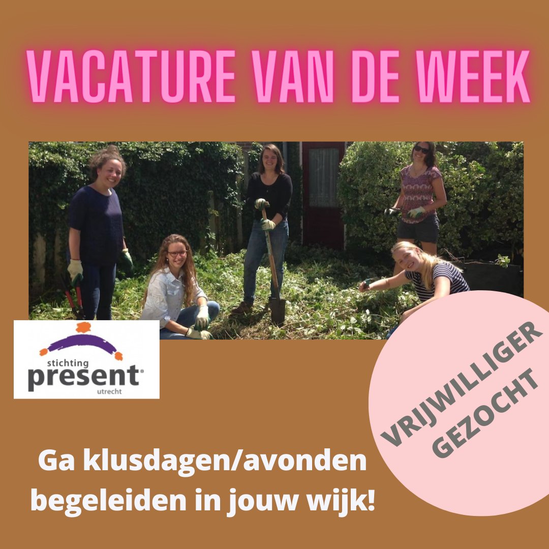 VACATURE VAN DE WEEK 🔥

Kun jij een brug slaan tussen mensen? Ben je enthousiasmerend? Doe je graag betekenisvol vrijwilligerswerk?

Present Utrecht koppelt vrijwilligersgroepen eenmalig aan mensen die wel wat handjes kunnen gebruiken. 

Meer info: vcutrecht.nl/o/Present-Utre…