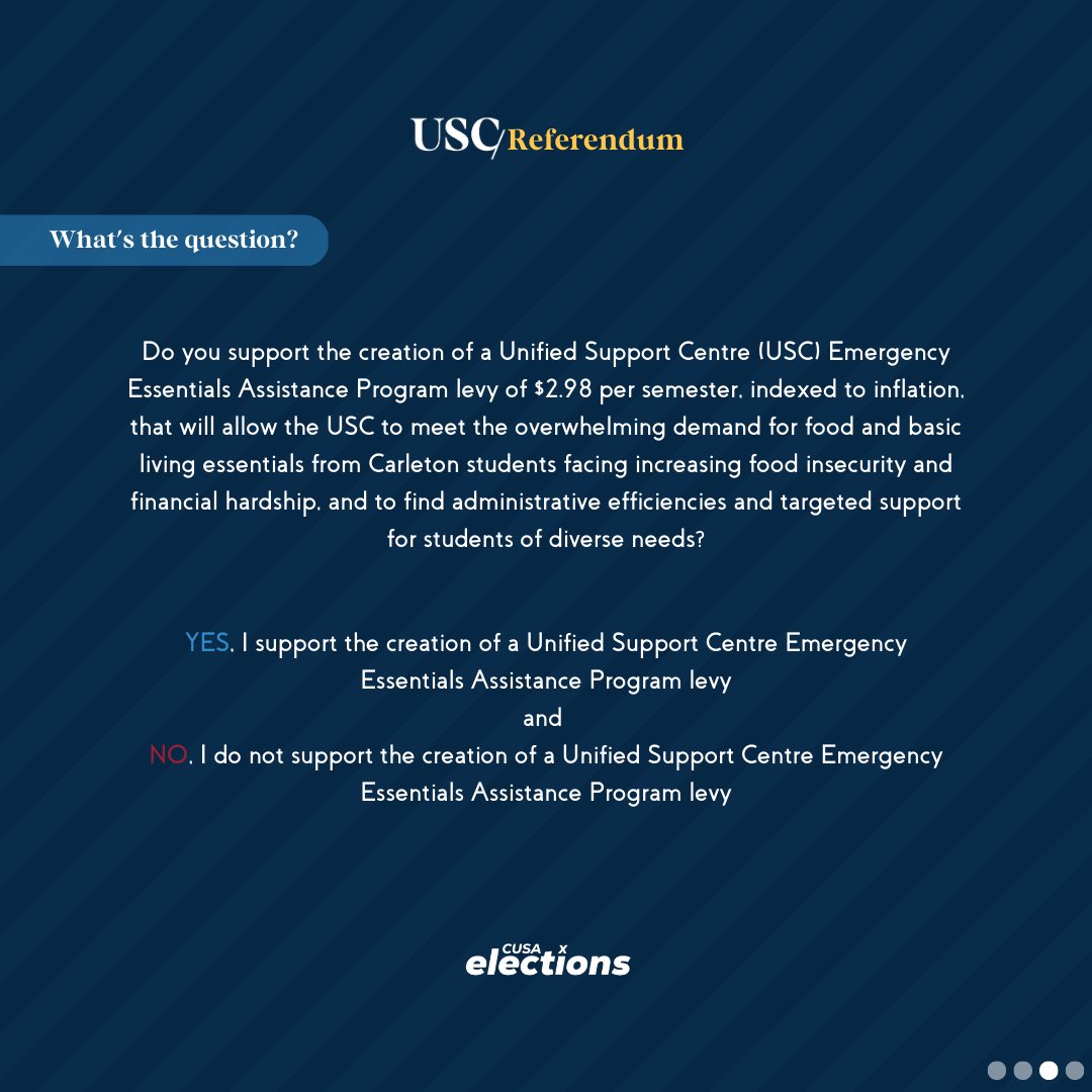 usc_cusa's tweet photo. We're holding a Unified Support Centre levy campaign in response to unprecedented demand for emergency food and essentials related support. 

On February 7th, please vote YES to support the USC's Emergency Essentials Assistance Program! https://t.co/ZHbIonWQbg