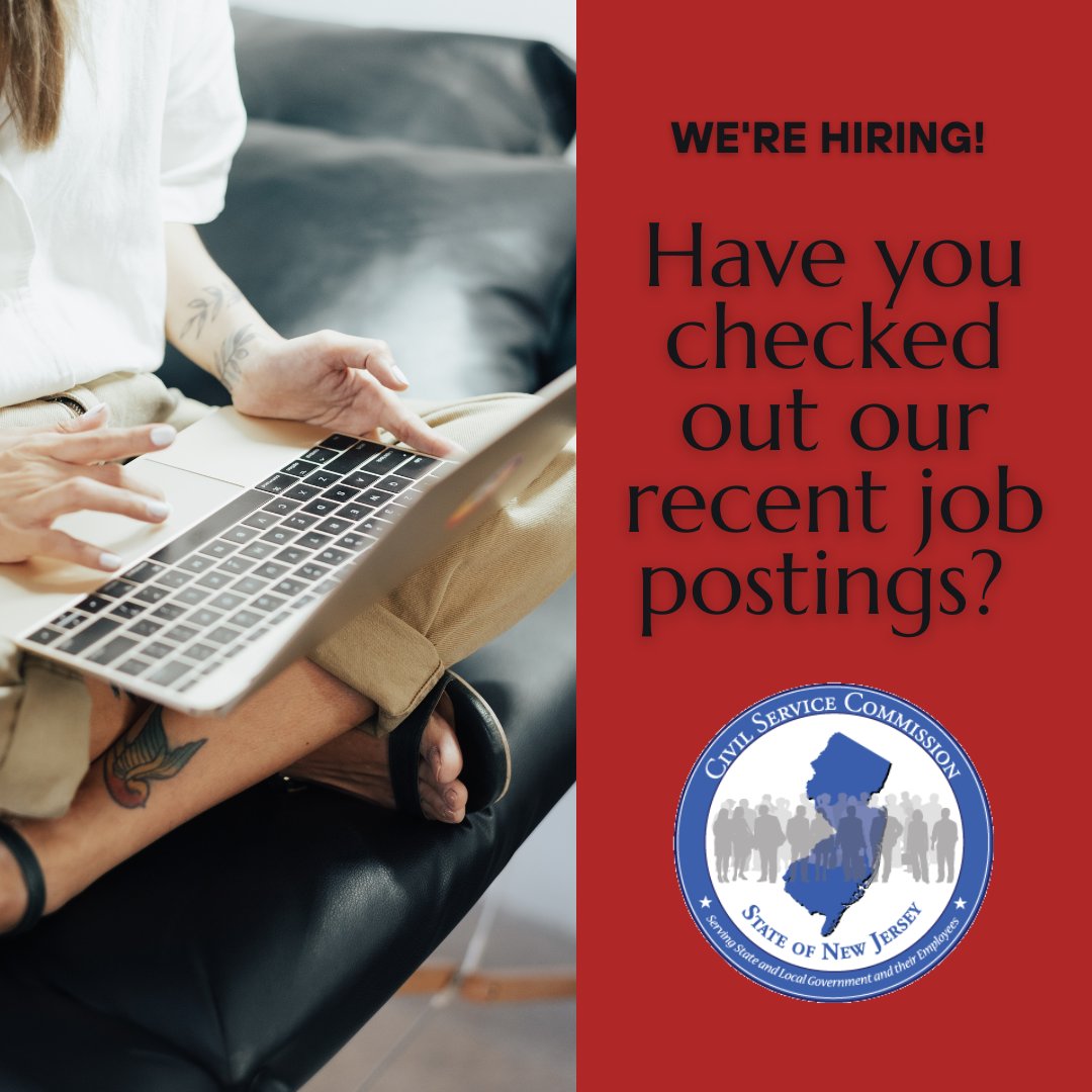 NJCivilService's tweet photo. The State of New Jersey wants YOU! We update our State and local job postings on a regular basis. Check out our webpage to see if you are a good fit for any available job openings.

https://t.co/5WSC48kyBr

#CSCWorksForYou https://t.co/Jue1VKLife