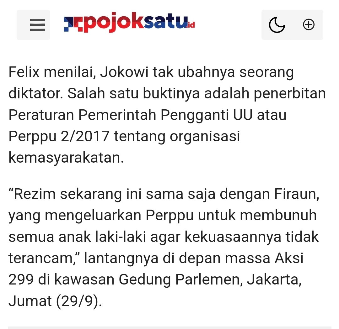 narkosun__'s tweet photo. Fakta² tentang Felix Siauw.

1. Felix menilai Jokowi sebagai diktator. Rezim ini sama dengan Fir'aun. Ya, dia sakit hati karena HTI dibubarkan saat pemerintahan Jokowi. 

Klo mau sistem khilafah ya sudah pergi dr Indonesia, krn negara ini sistemnya demokrasi yg haram. https://t.co/z5DC7pG9QG