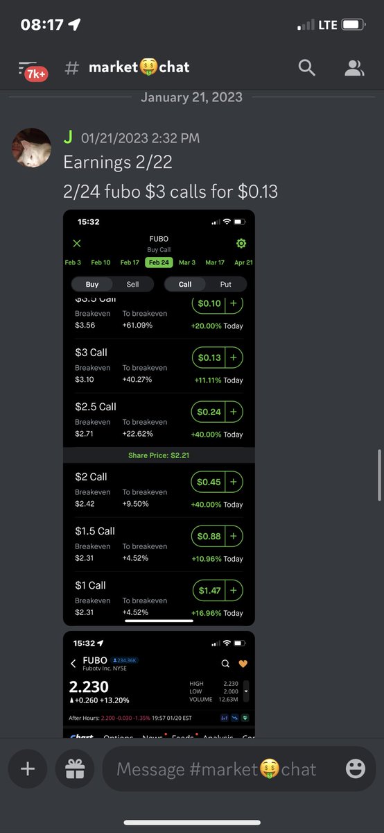 FruitfulTribe's tweet photo. $FUBO calls signaled in our chat on 1/21

$0.13 —> $0.27
95% gain, still running 🤑 https://t.co/5Pem4dtl7D