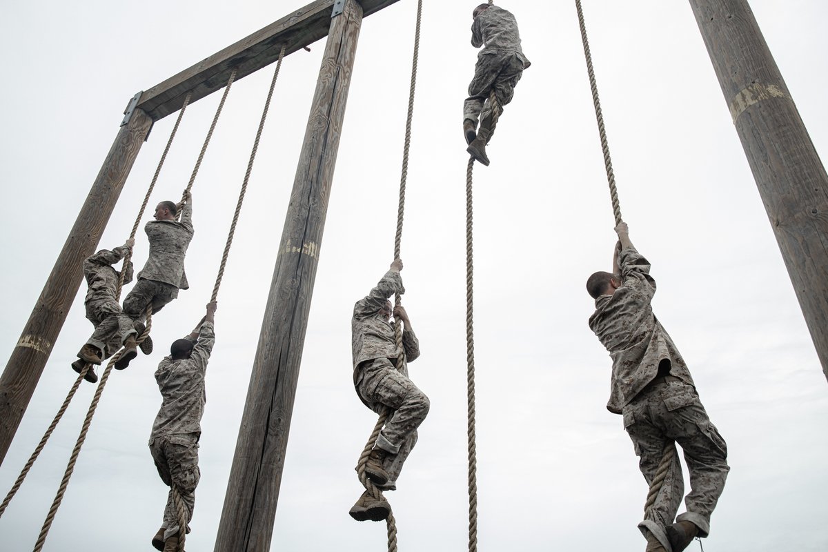 USMarineCorps's tweet photo. The obstacle course is one of many physical training challenges that prepare recruits to become U.S. Marines. Recruits will run through this course many times during training to showcase their ability to navigate obstacles smoothly. Learn more: https://t.co/1qd1aWRiSH https://t.co/uRHHOktVYb