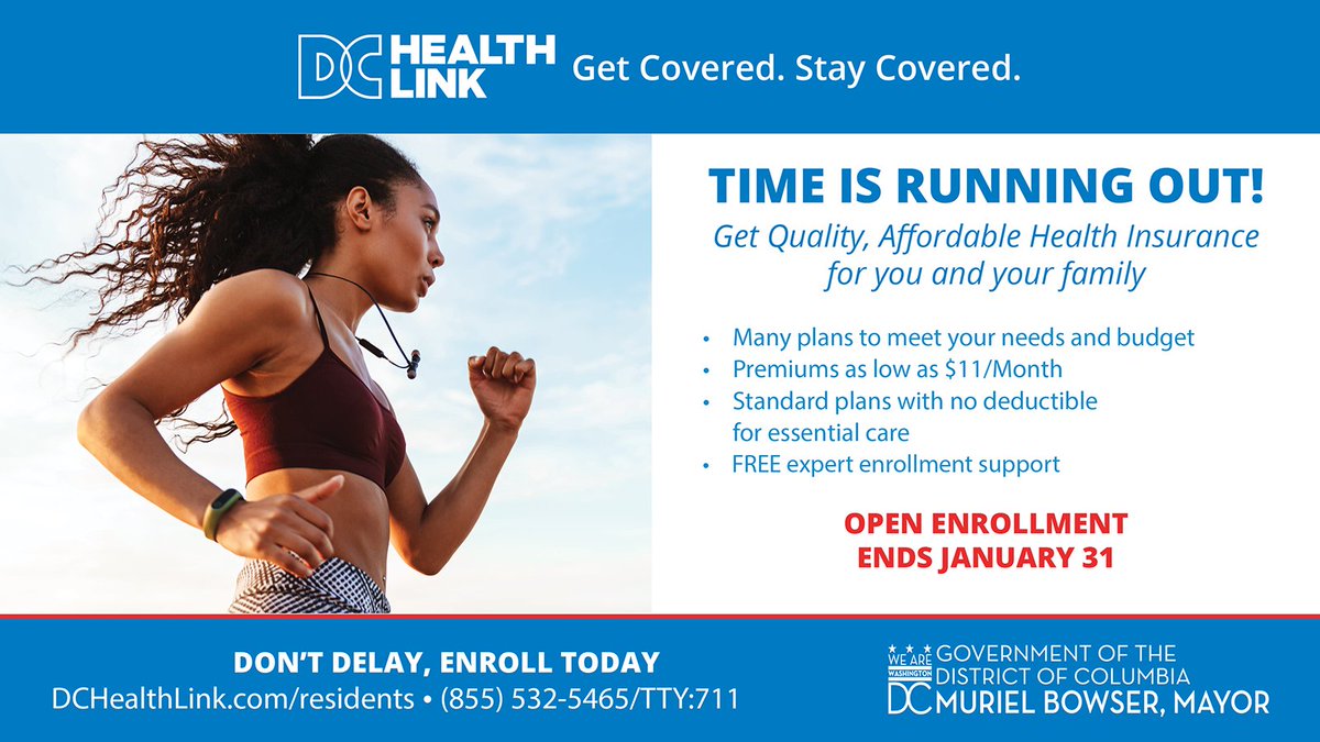 LAYCDC's tweet photo. 📢 Attention #DCResidents!!! 

Health insurance open enrollment ends TOMORROW, January 31st. Enroll TODAY to protect you and your family with quality, affordable health insurance through @DCHealthLink 

#GetCovered ASAP: https://t.co/2Z3D2G9Nv7 

#HealthInsurance #Segurodesalud https://t.co/WRDfHS52SH