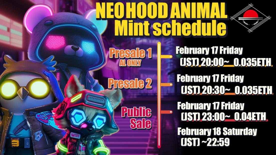 p2e_gamefi's tweet photo. あの彦摩呂さんがファウンダーの
Tabenomics(タベノミクス)🍛

NEO HOOD ANIMALのMint日＆セール価格発表✨

2/17 Fri
20:00～  3,000枚
Mint価格
先行販売 0.035ETH
通常販売 0.04ETH

確定ALはDiscord内のチャットごとに得られるコインにより先着で入手可能🍜

PJ内容は⤵
https://t.co/7rTywT5aYf https://t.co/LwXzaug02H