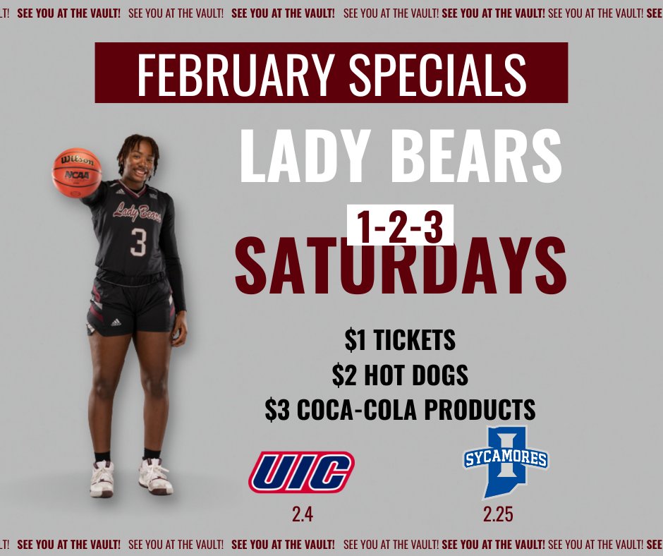 MoStateWBB's tweet photo. FEBRUARY TICKET SPECIAL ‼️

Get more information at the following link:
🔗 https://t.co/wzTzQ3VwRF

#MSULadyBears https://t.co/a6TRqrgo31
