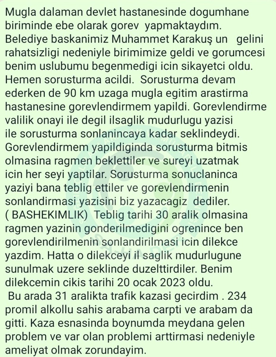 SaHaDernegi's tweet photo. Muğla dalaman belediye başkanının @mkaraks48  akrabasına doğumhanede özel muamele gösterilmedi diye hakkında soruşturma açılan @SibelSoltekin 33 yıllık bir ebe ve 90 km ötede görevlendirme ile sürgüne gönderiliyor.
@MuglasaglikMd 
Sürgünden haberiniz var mı?
#TekCareEkZam https://t.co/wWn7BI8sbE