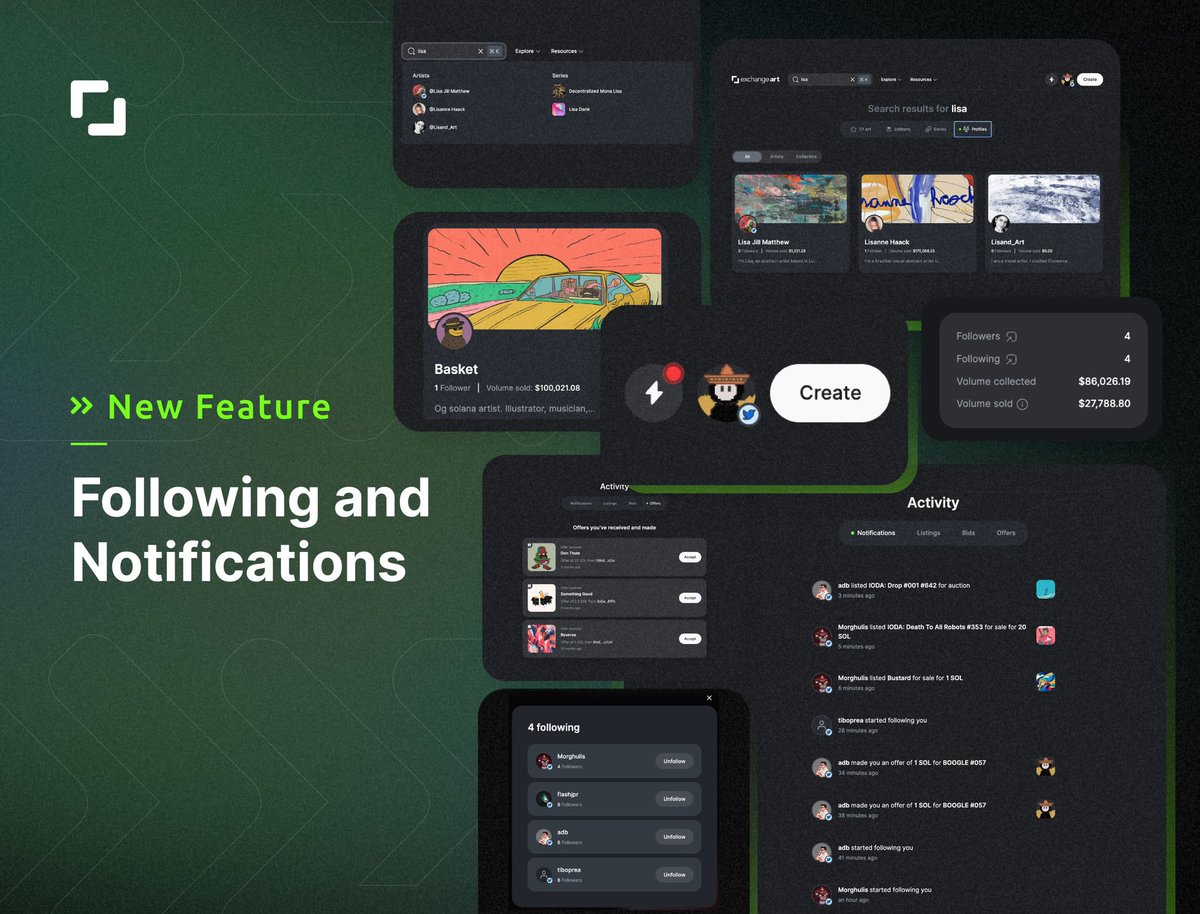 You asked. We delivered!

Following &amp; Notifications have arrived 🎉 

This anticipated feature helps to make sure your community doesn’t miss another drop!

Follow your favorite creators and collectors to stay up to date- 

Let’s make the art community more connected than ever!