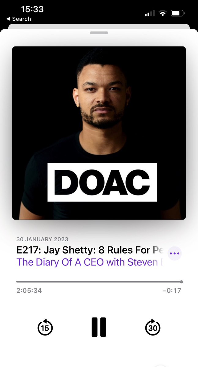 This is so insightful ❤️

Thank you <a href="/StevenBartlett/">Steven Bartlett</a> and <a href="/jayshetty/">Jay Shetty</a> I’ve learnt so much listening to this.
Can’t wait to read the book 🙌🏼
#relationships #wellbeing #podcasts #DOAC