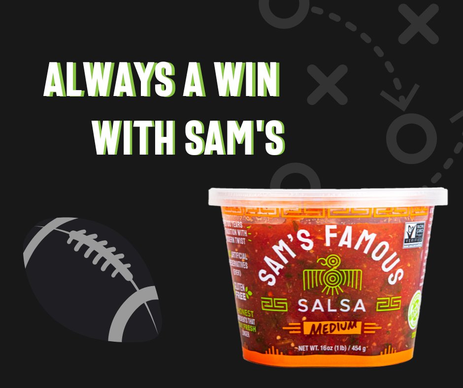 Get ready for the big game with a 3pk, 6pk, or 12pack of Sam's Famous Salsa!  Order online &amp; have in your hands for your Super Bowl Party. Not in our local delivery area? Tell us where you want to see us! #freshsalsa #nongmo #superbowl2023
 hubs.la/Q01zCr6Z0
