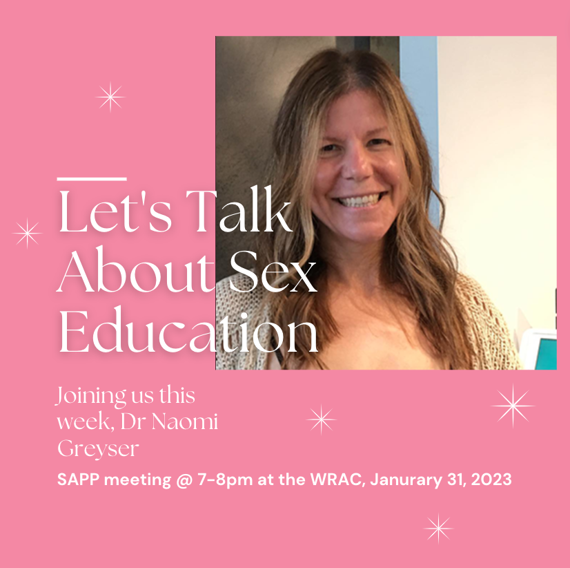 uiowaSAPP's tweet photo. Sex Education with Dr Naomi Greyser, Tomorrow 7pm @ the WRAC https://t.co/70bG30l2DQ