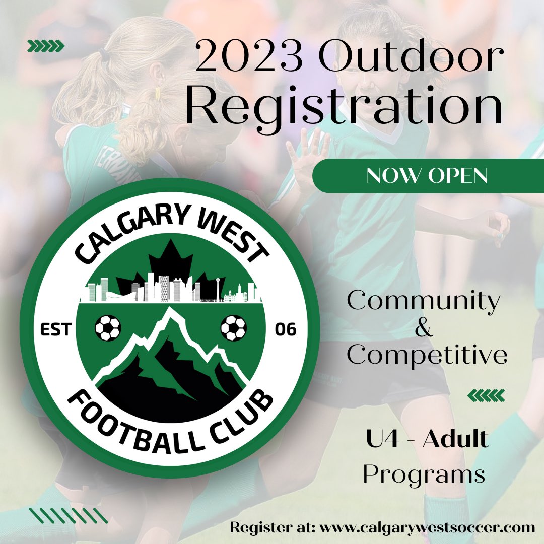 CalgaryWest_SC's tweet photo. 🚨 OUTDOOR REGISTRATION OPEN 🚨 ⁣
⁣
Check our website to see our program guides! ⁣
⚽️ U4 - Adults ⁣
⚽️ Competitive &amp; Recreation⁣
⚽️ Licensed Coaches ⁣
⚽️ @CanadaSoccerEN Licensed Club ⁣
⁣
Register NOW: https://t.co/wbSGgqnnDU https://t.co/0UjuIS3BzR