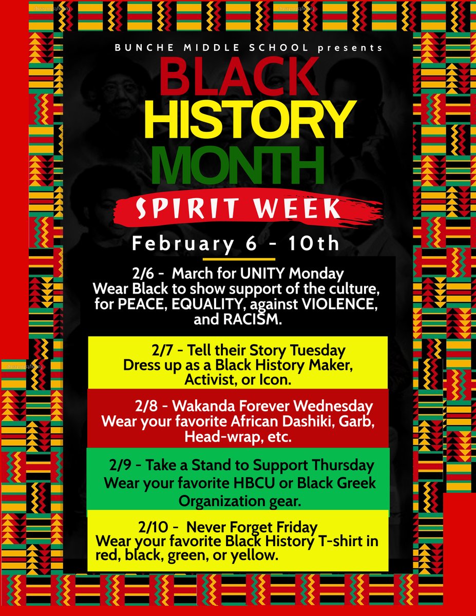 Next Week is BHM Spirit Week! #IBelongatBunche @KimTWhitfieldb