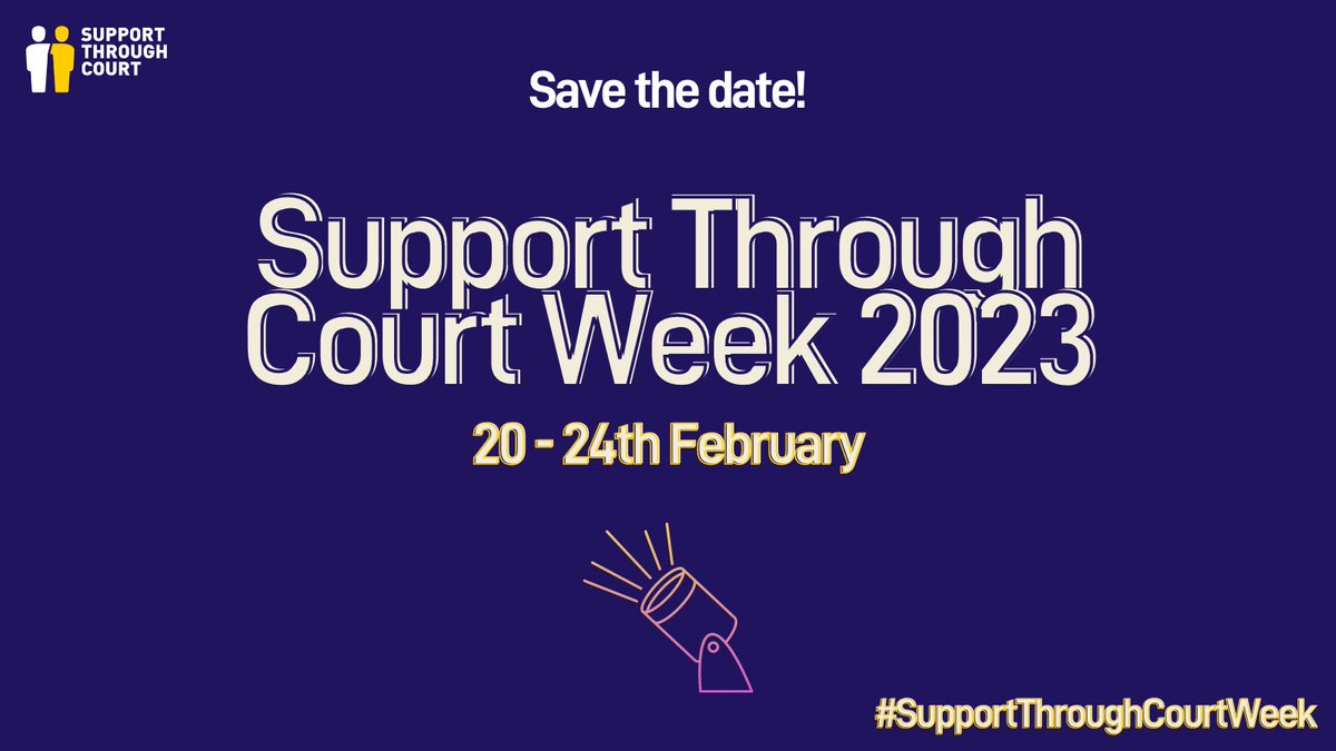 Save the date! Next month we'll be celebrating #SupportThroughCourtWeek, right here on Twitter. Join us as we shine a spotlight on how and why we help people access justice. Keep your eyes peeled for ways you can follow along and share 👀
