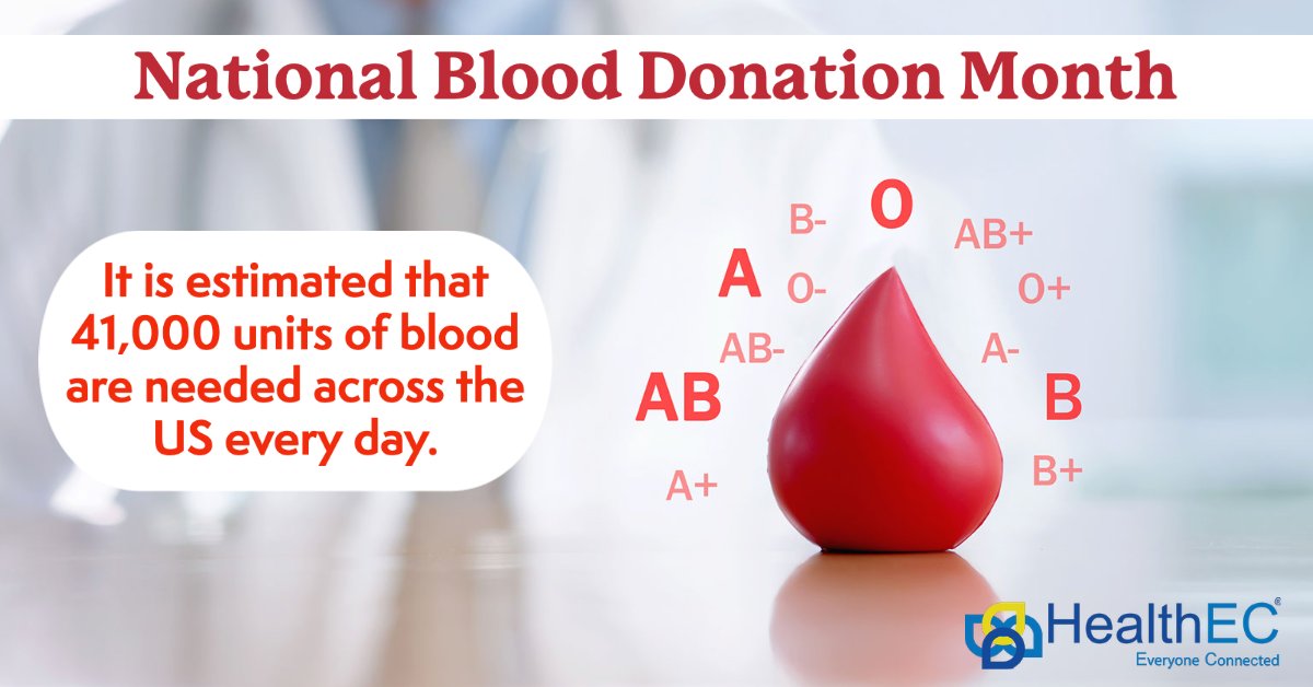 January is National Blood Donation Month. The need for blood is high every day. Only about 38% of the U.S. population is eligible to donate blood and less than 10% actually do. If you can donate blood, please do so. You could save a life.