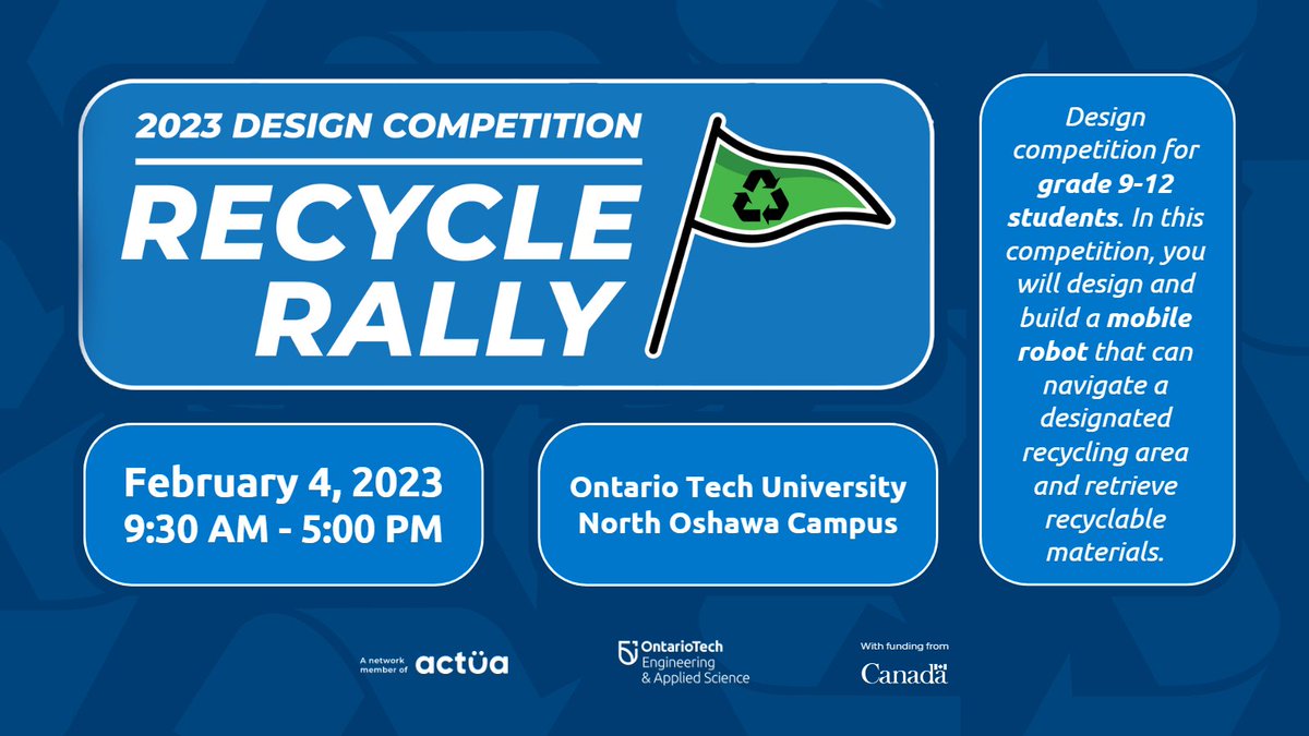 OT_Outreach's tweet image. ⚠️ DESIGN COMPETITION ALERT! ⚠️

Grade 9-12 students are invited to join the 2023 Recycle Rally Design Competition! Win awesome prizes, practice technical skills, and meet like-minded students! Register for free today: linktr.ee/engineeringout…

#STEMeducation #CanCode