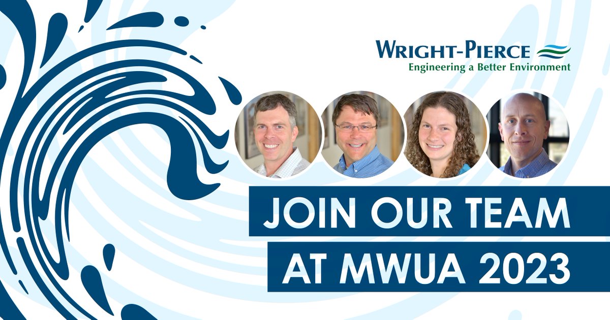 Wright_Pierce's tweet image. The Maine Water Utilities Association (MWUA) is holding its 97th Annual Tradeshow &amp;amp; Conference. If you’re attending, consider dropping by WP’s conference booth &amp;amp; attending one of the technical presentations hosted by our team members.
We look forward to seeing you there! #MWUA