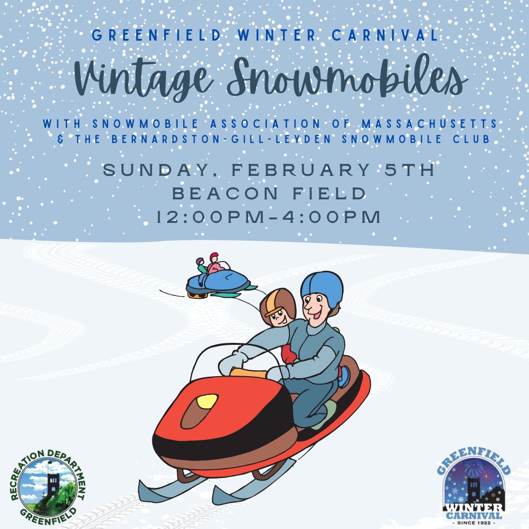 Check out the Vintage Snowmobile Show &amp; Rides, Sunday, Feb 5th @ Beacon Field! Take a trip down memory lane &amp; relive snowmobiling from the past to the present. Vote for your favorite snowmobile in the People’s Choice Competition❄️
#greenfieldwintercarnival  #snowmobilefun