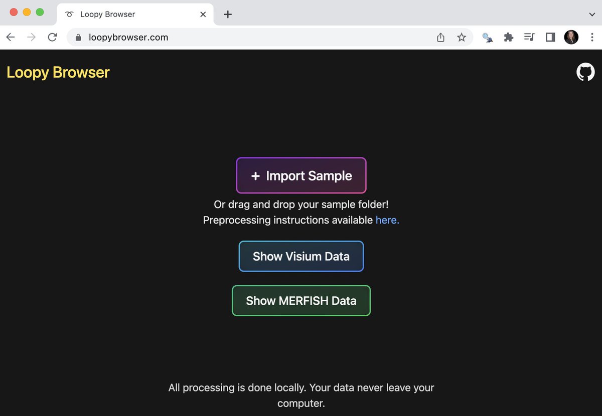 Super excited to share new work led by the *very talented* <a href="/chaichontat/">Chaichontat Sriworarat</a> from <a href="/HopkinsNeuro/">Hopkins Neuroscience</a> called Loopy Browser! ➰

#interactive #image #viewer #dataviz #spatial #transcriptomics #georeferencing

🔗 loopybrowser.com
📖 biorxiv.org/content/10.110…
💻 github.com/chaichontat/lo…