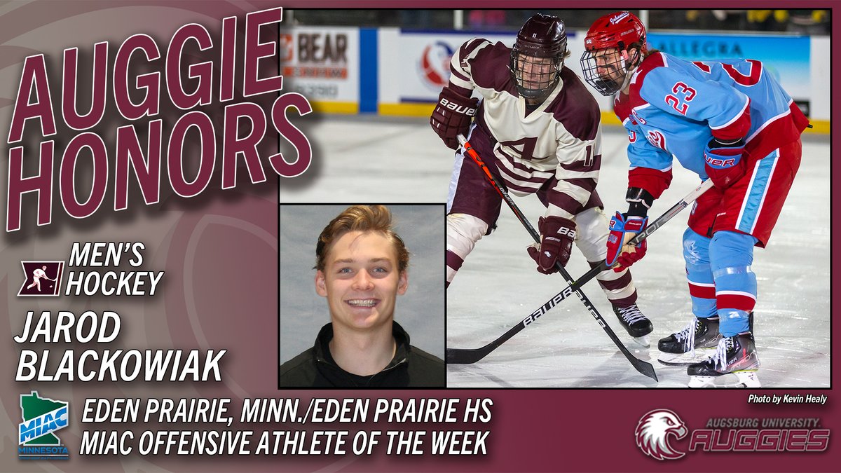 AugsburgAuggies's tweet photo. MEN'S HOCKEY - Augsburg's Jarod Blackowiak named MIAC Offensive Athlete of the Week!

Story: https://t.co/P34TInQx5J
#d3hky #AuggiePride https://t.co/cZc12SETdX