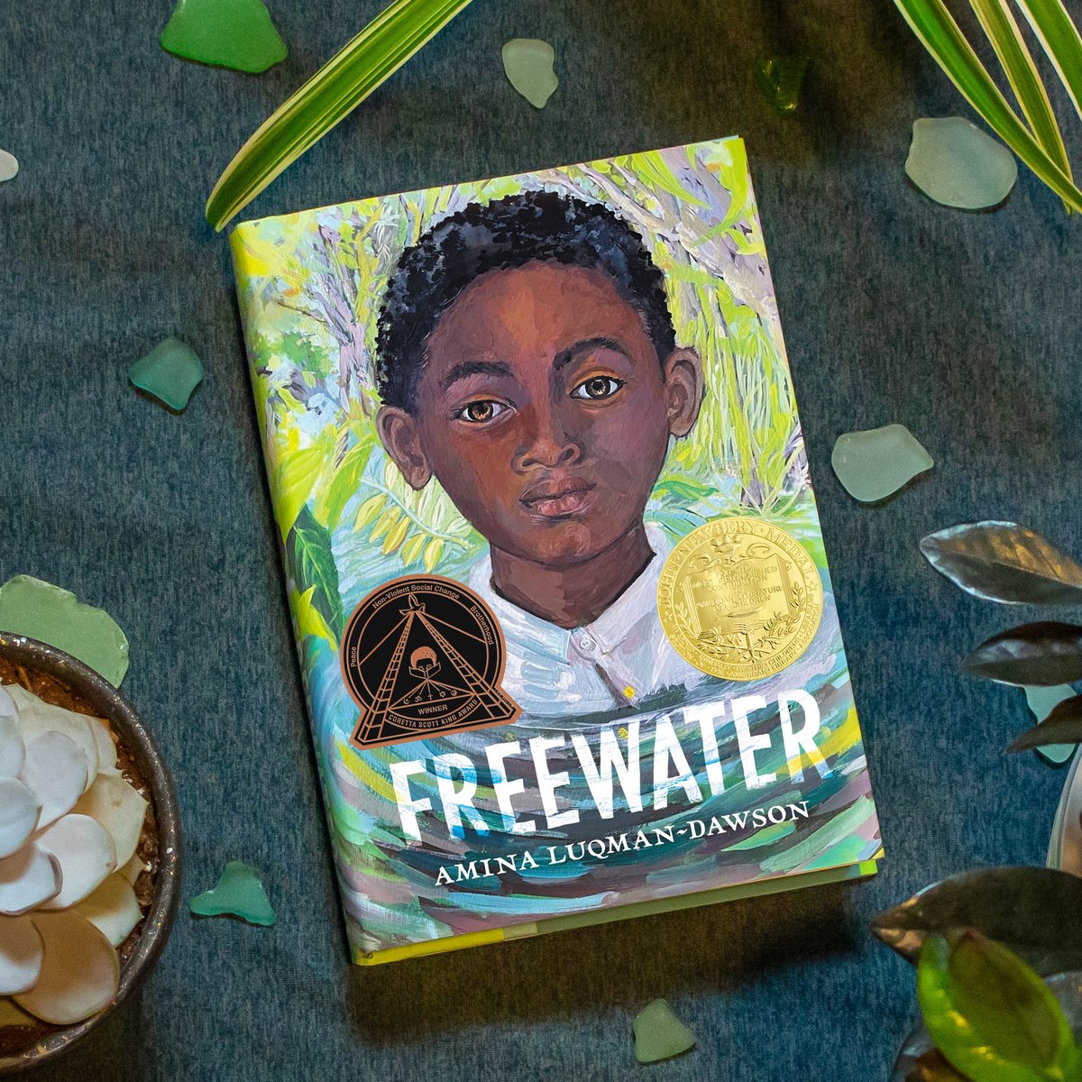We are simply glowing with pride for @AminaLuqman's Newbery AND Coretta Scott King Award-winning FREEWATER! If you have not experienced this gripping story, this is your sign to get reading.