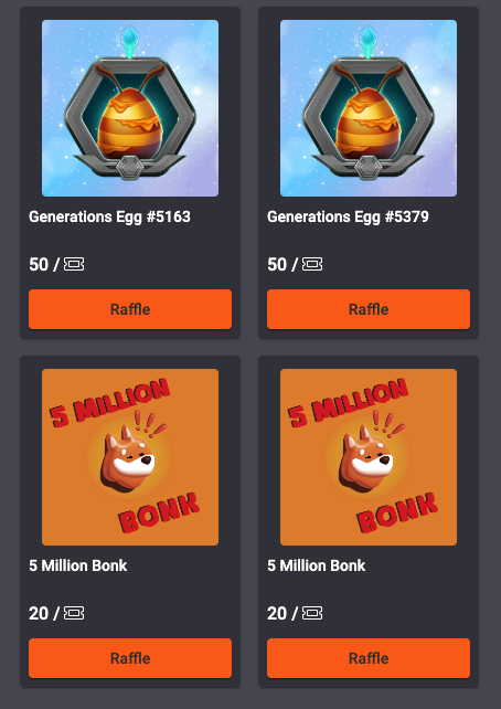 New raffles added in our Discord quest store, more coming each week, including more <a href="/bonk_inu/">BONK!!!</a>! 

Earn🍯honeypots to buy tickets by playing games and completing quests.