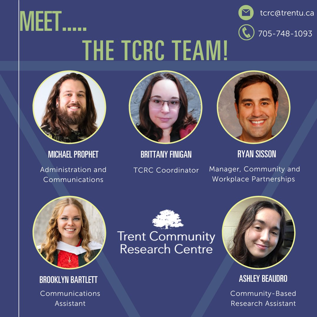 Meet the Trent Community Research Centre Team! If you have any questions or concerns about completing a community-based research project any one of these friendly faces are willing to help.  #communityresearch