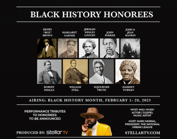MARCMORIAL's tweet photo. I'm hosting Black History Honors airing all Black History Month on #StellarTV.

The four-part docuseries, will be honoring heroes of the Underground Railroad and featuring musical tributes by award-winning gospel music artists, to celebrate Black History Month in February. https://t.co/qpsd2jT5dM