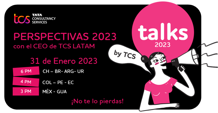 TCS_Latam's tweet photo. ¡Falta poco! Ya llega un nuevo capítulo de TCS Talks. Registro y acceso: https://t.co/ZIC6Xbkn1v #tcstalks #perspectivas2023 https://t.co/GXoX0U6Jtq