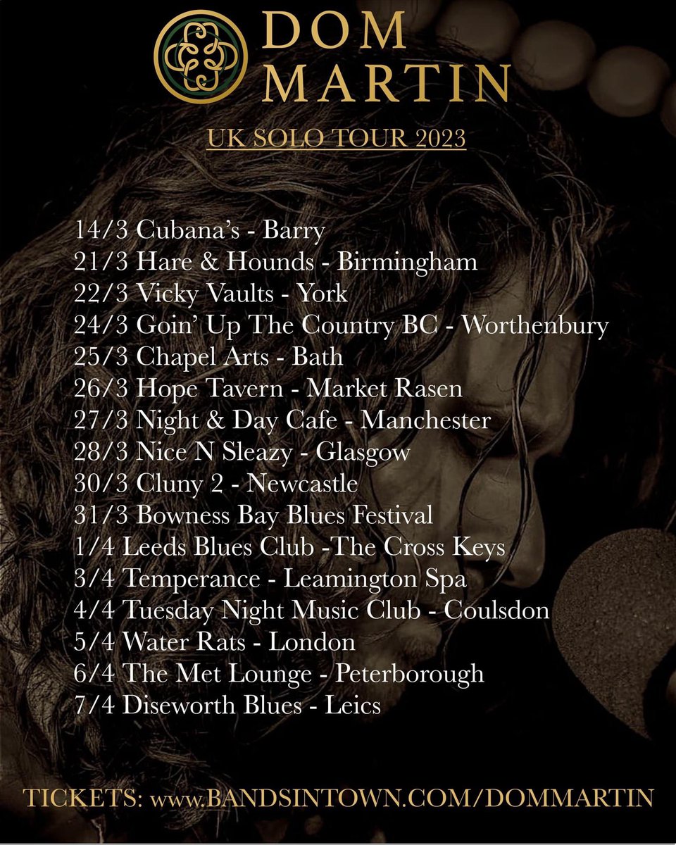 Looking forward to my UK Solo Tour. 16 date tour Starts 14th March. Humbled for 3 UK Blues Awards nominations too! 😁🎸❤️ <a href="/cerysmatthews/">Cerys Matthews</a> @ukbluesfed