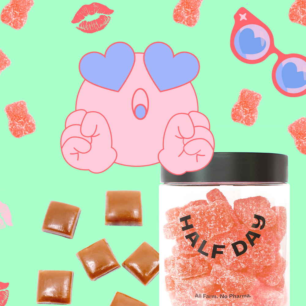 halfdaycbd's tweet photo. Ooooooweeeee it's a CLEARANCE sale 😍 Just in time for Valentine's Day we've got up to 50% OFF some of our bestselling edibles—including full-spec caramels and gummies. Shop at the link in the bio 🔗 https://t.co/wYZ8EM7dUz