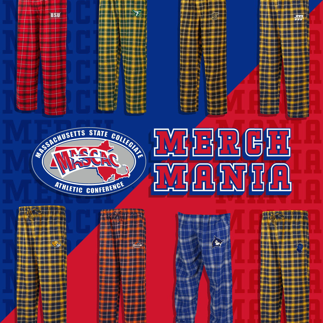mascacsports's tweet photo. It is week 2 of #MASCACMerchMania and what is better than a pair of comfortable pj pants to rep your favorite school! Voting is now open and will be until Sunday! Good luck and vote here - https://t.co/NuumuQdWAA #giveaway https://t.co/6QHGhu9eb9