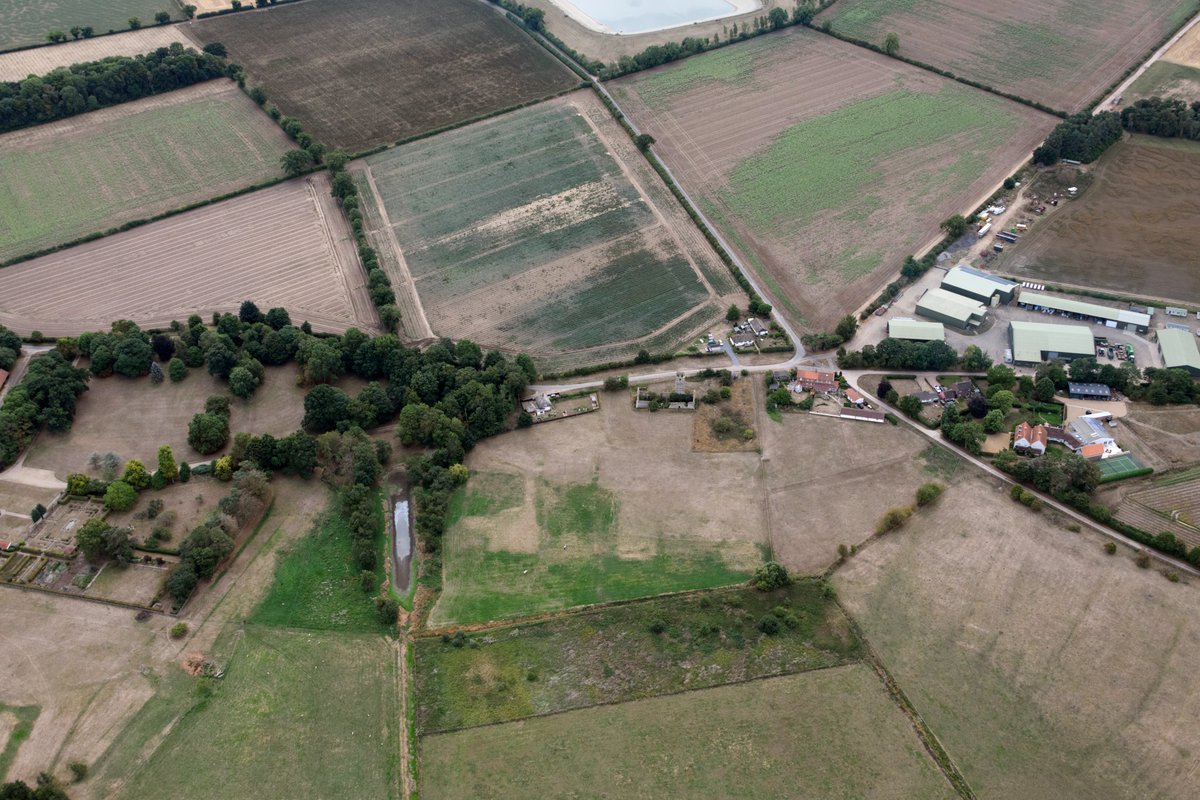 johnfielding001's tweet photo. Roudham aerial image - one of the best examples of a deserted medieval settlement in Norfolk. The deserted medieval village is listed as a Scheduled Monument. #Roudham #aerial #image #Norfolk #aerialarchaeology https://t.co/t8I5nHSsr0