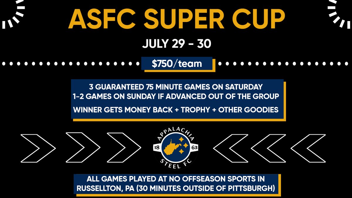 ASFC63's tweet image. We are now only looking for 3 more teams to compete in the Super Cup this year! We have 5 confirmed  squads already. Hoping to get the cash prize up as well if we can get some sponsorship help. If you are interested in competing or helping sponsor this event, please DM us!