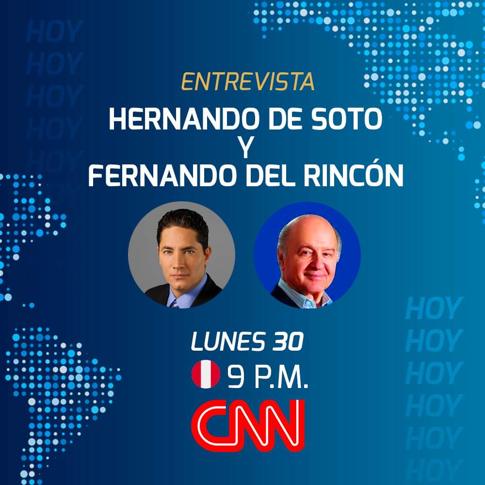 capitalperuof's tweet photo. #Entrevista | Estimados amigos, esta noche Hernando de Soto estará junto a Fernando del Rincón en CNN a las 9pm. @soyfdelrincon
@CNNEE #capitalpopular https://t.co/vsIS08wpsJ