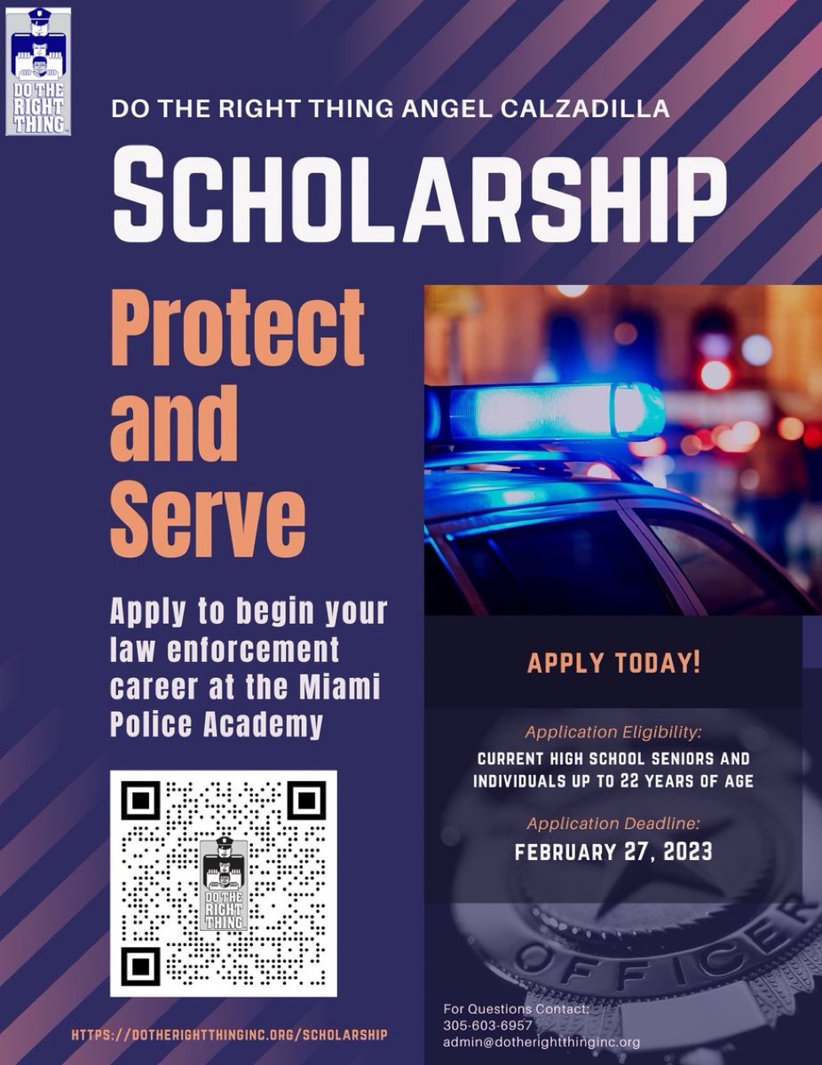 Applications for the 2023 Do The Right Thing Angel Calzadilla Scholarship are open! Kick start your career and apply now thru February 27th.      *Must be 18-22 to apply