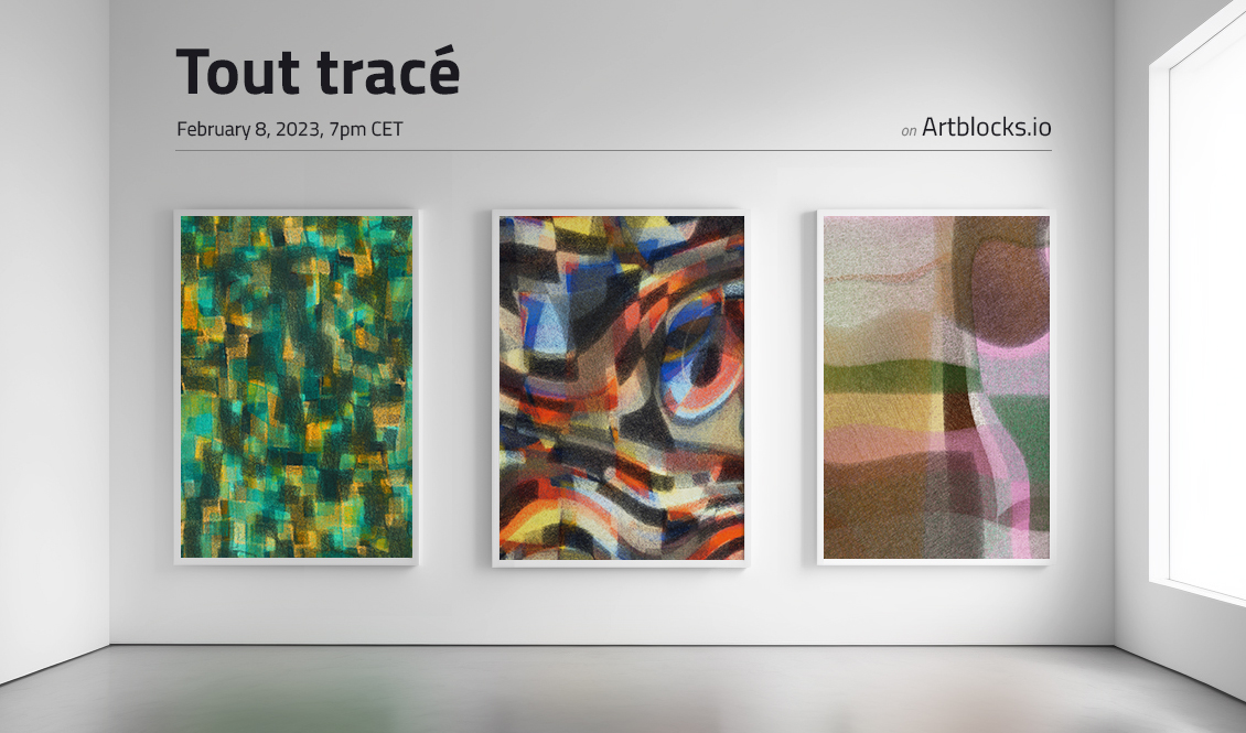 Happy start of the week to everyone!
"Tout tracé" will be on <a href="/artblocks_io/">Art Blocks</a> next week.

I will keep sharing more about it over the next days ✨
Thank you for the support with my announcement last week 🙏

#generativeart