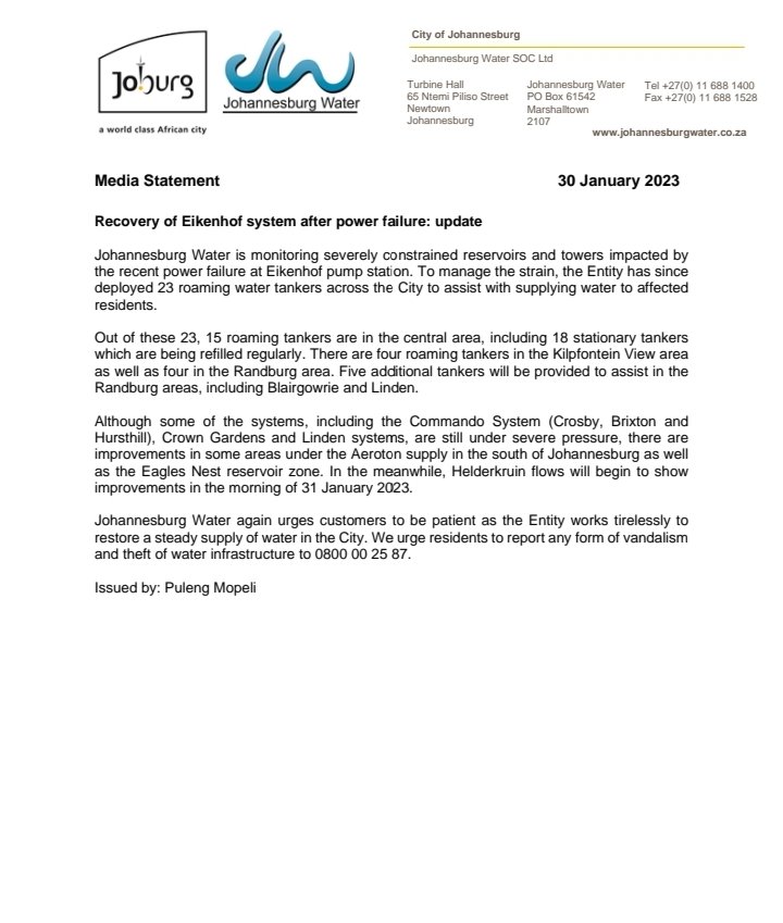 Johannesburg Water tweet media