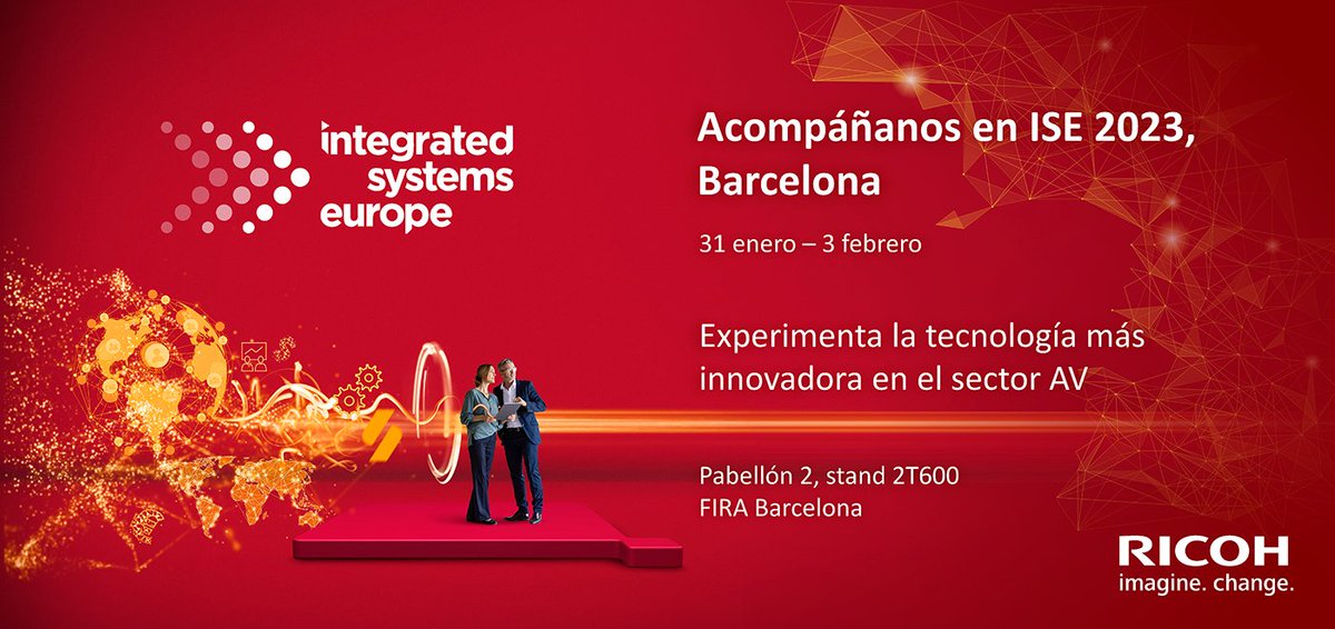 ricohspain's tweet photo. Estamos listos para una nueva edición de @ISE_Show. Esta semana estaremos en @Fira_Barcelona presentando novedades en el mundo de la Colaboración y AV para el lugar de trabajo y mostraremos nuestras capacidades líderes como integradores tecnológicos.
¡Nos vemos en #ISE2023! https://t.co/7PXvcnGfGf
