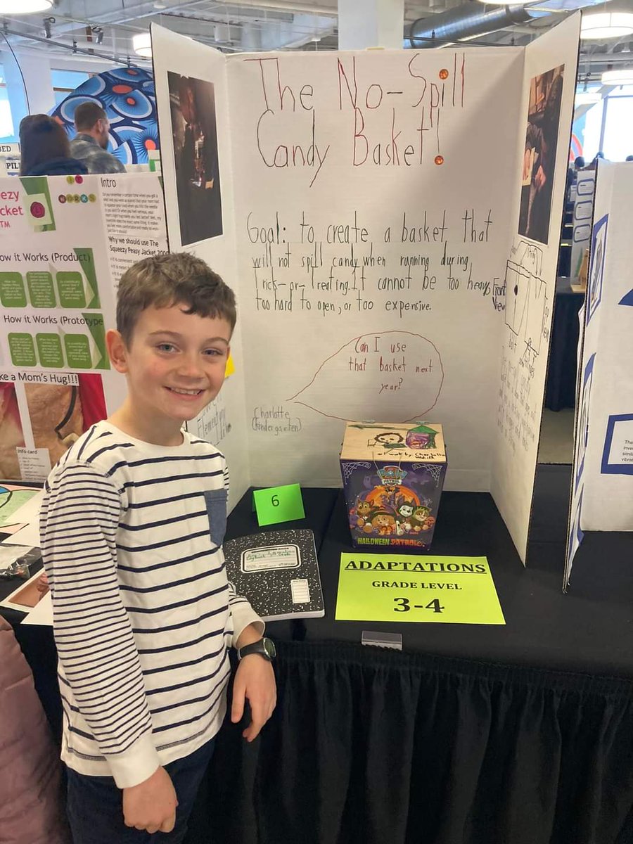 PtsaLowell's tweet photo. 🥇Lowell student, Ray, won 1st place in the regional competition for Invent Idaho - grades 3-4 Adaptation category!
🍬Ray created an “adaptation” of the “no-spill candy basket.” Halloween lovers — your candy will now be safe!
@inventitforward @BSDEducation #lowellleopardpride https://t.co/cRPTMSmxLF