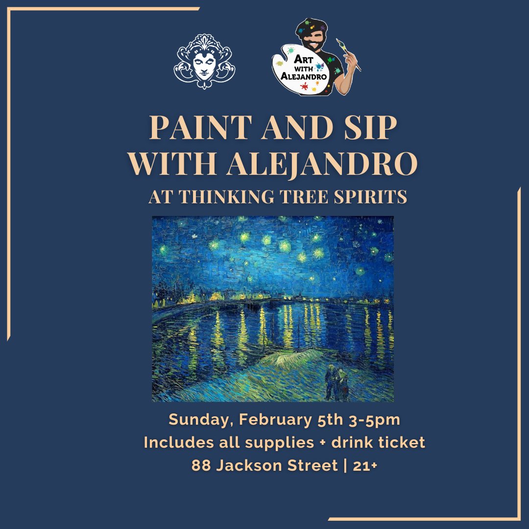 Bring out your inner Van Gogh with an evening of art and cocktails! For more info and to purchase tickers click here: artwithalejandro.com/products/Paint…