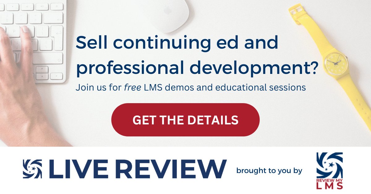 Don't miss THE LMS demo and education event for learning businesses. 
#LiveReview, the annual #learningmanagementsystem (#LMS ) demo event we host w/ our sibling site <a href="/leadlearningnow/">Leading Learning</a> kicks off TOMORROW morning. Learn more about the event &amp; register here=> bit.ly/3LvGjfM