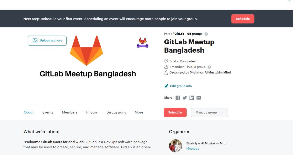 Alhamdulillah! I have become the <a href="/gitlab/">🦊 GitLab</a> meetup Bangladesh group's organizer.

Feel free to join the awesome community: 
meetup.com/gitlab-meetup-…

#community #gitlab