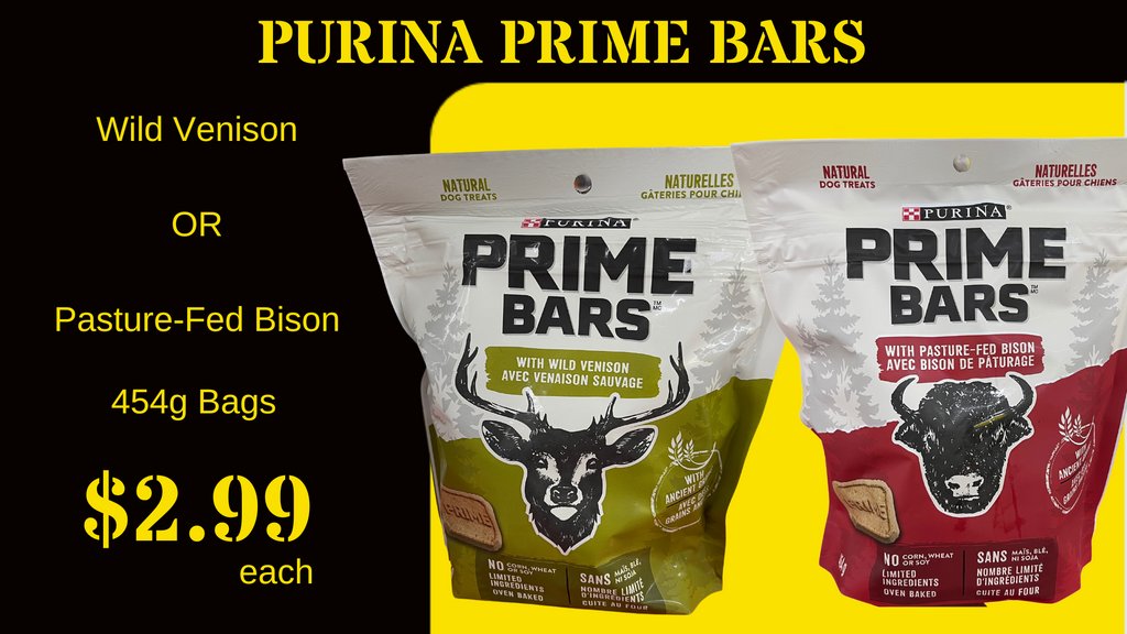 CambSurplus's tweet photo. Purina Prime Bars Dog Treats - $2.99 each
Wild Venison OR Pasture-Fed Bison
454g bags
#cambridge #downtowncambridge #waterloo #kitchener #guelph #surplus #deals #save #likeforlike #waterlooregion #speedriver https://t.co/orJstiLOXv