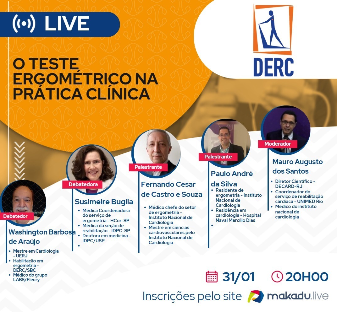 DercSbc's tweet photo. Terça-feira, 31 de janeiro de 2023 às 20:00h estaremos apresentando nosso webinar sobre o Teste Ergométrico Nas Práticas, contamos com a sua presença.

Venha participar conosco, basta se inscrever no link abaixo:
https://t.co/PIJ1PKJfrL https://t.co/pdbCuKpc5z