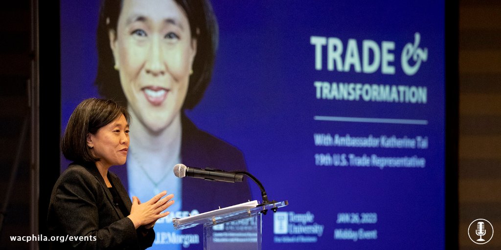 wacphila's tweet photo. Last week, we were beyond honored to host @AmbassadorTai, @USTradeRep. Special thanks to our event sponsors, @jpmorgan, @Chase, and @TempleCIBER.
Photo credit: Ryan Brandenberg Photography
#WACPHL #explorePHL #visitphilly https://t.co/r3hLhEcOpu