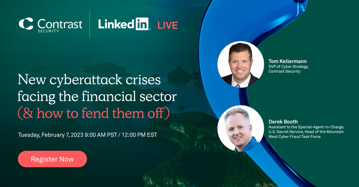 Join us for a #LinkedInLive event on Feb. 7 where our SVP of Cyber Strategy @TAKellermann &amp; Derek Booth of the <a href="/SecretService/">U.S. Secret Service</a> discuss the new wave of cyberattack crises against financial institutions. Save your spot here:                bit.ly/3kMJt5C