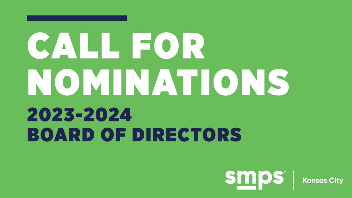 We're officially accepting nominations for positions on the Board of Directors for the term beginning September 1, 2023. Nominations must be submitted using the form below by 5pm on Friday, April 15th.

We're excited to hear from you!: smpskc.org/form.php?form_…