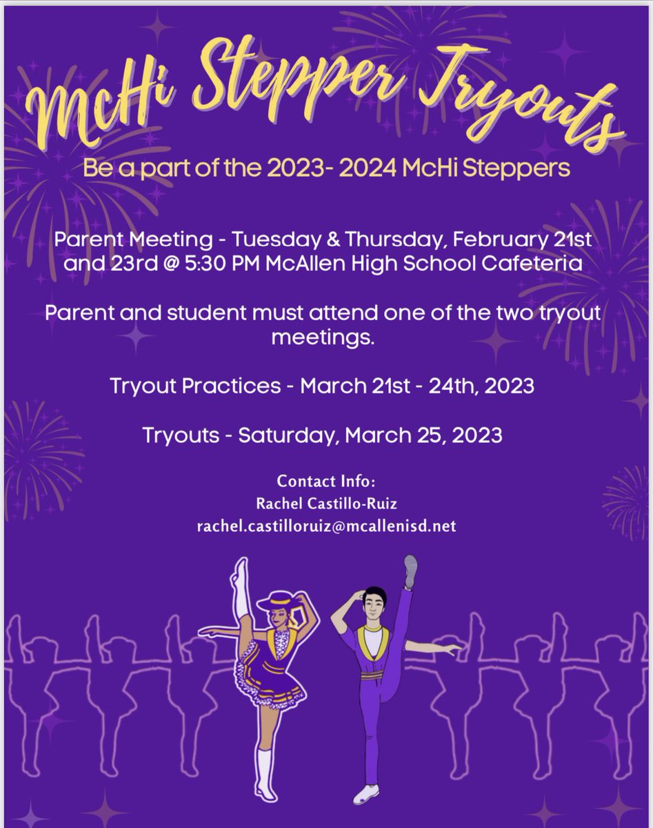 MchiSteppers's tweet photo. 2023-2024 Stepper Tryouts!💜💛 https://t.co/AOqiAwsCUz